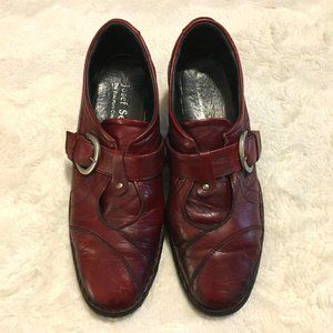Josef Seibel Soft Burgundy Leather Whimsigoth Buckled Heels